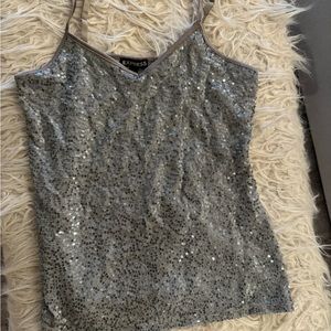 Silver/ grey sequin express tank top size xs